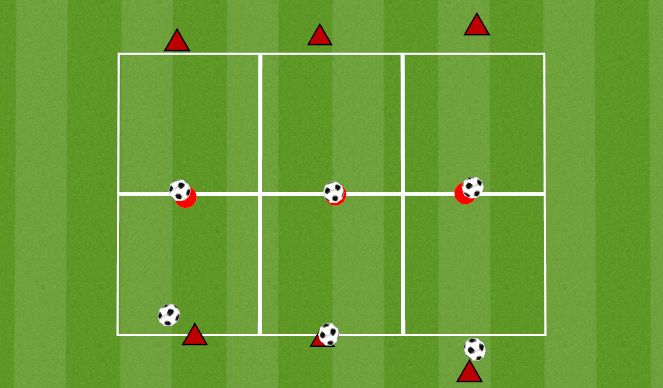 Football/Soccer Session Plan Drill (Colour): PASSING CONE KNOCKDOWN