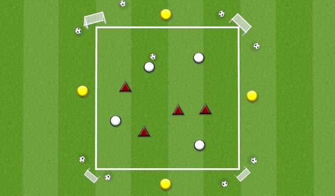 Football/Soccer Session Plan Drill (Colour): 4v4+4 to four goals