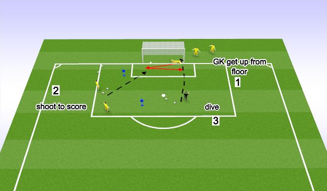 Football/Soccer Session Plan Drill (Colour): Diving Saves, Get Ups + Positioning 