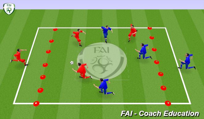 Football/Soccer Session Plan Drill (Colour): 3v3 Passing Under Pressure