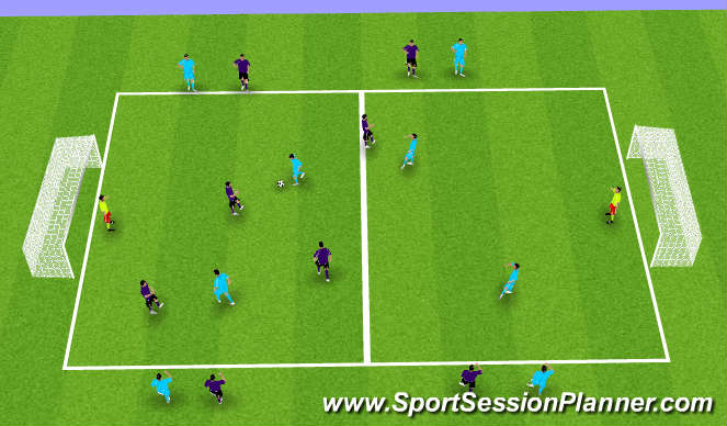 Football/Soccer Session Plan Drill (Colour): 8 vs. 8 (4 vs. 4)