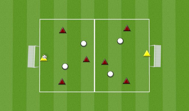 Football/Soccer Session Plan Drill (Colour): RONDO 6V4 OVERLOAD 5 PASSES AND SCORE