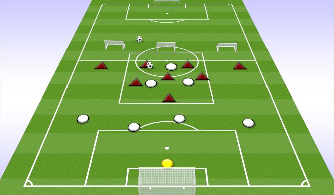 Football/Soccer Session Plan Drill (Colour): RONDO 6V3 TO 8V7