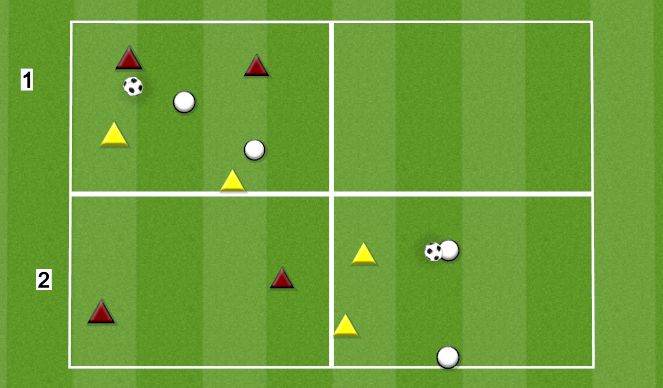 Football/Soccer Session Plan Drill (Colour): 2V2+2 (THREE TEAMS)