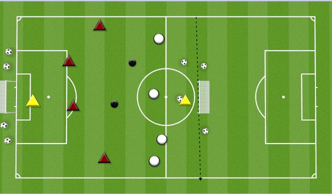 Football/Soccer Session Plan Drill (Colour): 4v4 with 2 Neutrals (6v4)