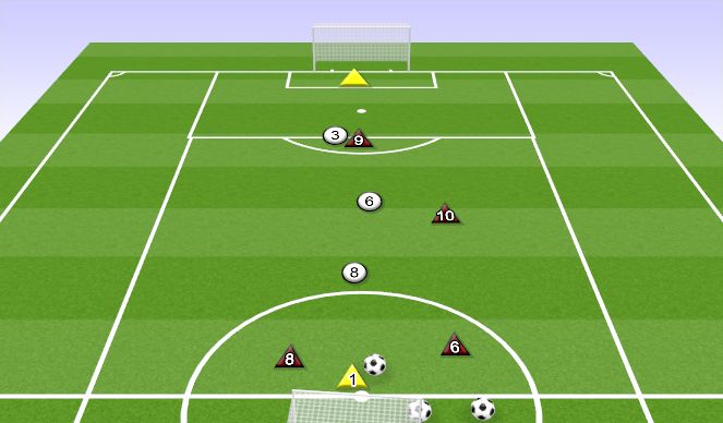 Football/Soccer Session Plan Drill (Colour): 4V3+ GOALKEEPERS