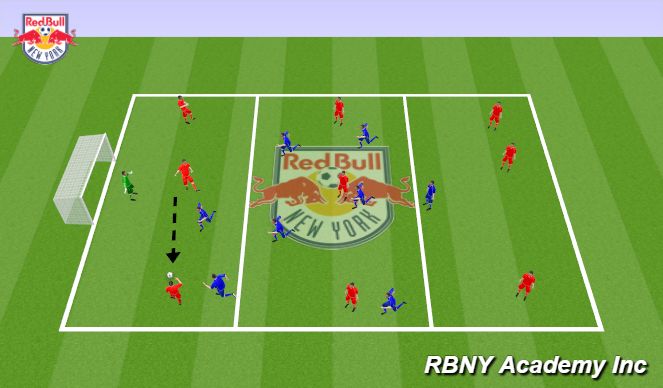 Football/Soccer Session Plan Drill (Colour): 10v8 3 Zone