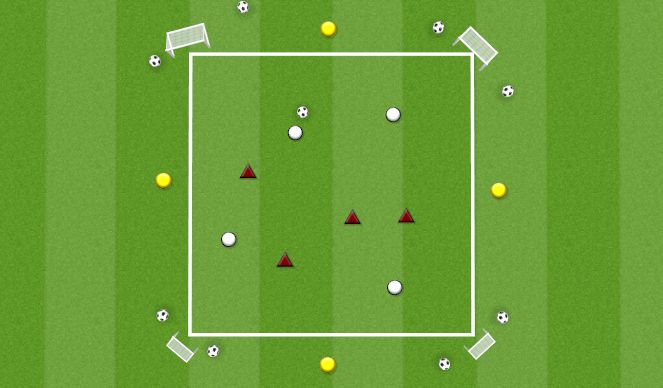 Football/Soccer Session Plan Drill (Colour): 4v4+4 to four goals