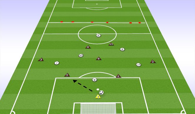 Football/Soccer Session Plan Drill (Colour): 8V6 BUILD UP FROM THE BACK