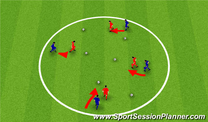 Football/Soccer Session Plan Drill (Colour): Group Warm Up - Shielding