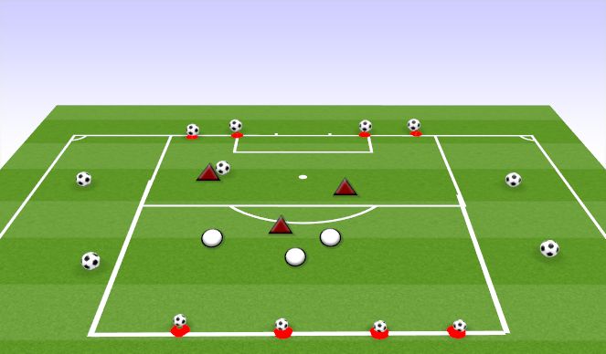 Football/Soccer Session Plan Drill (Colour): 3V3 or 4v4 CONE KNOCKDOWN (TEAM)