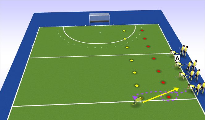 Hockey Session Plan Drill (Colour): S&Ball Warm up