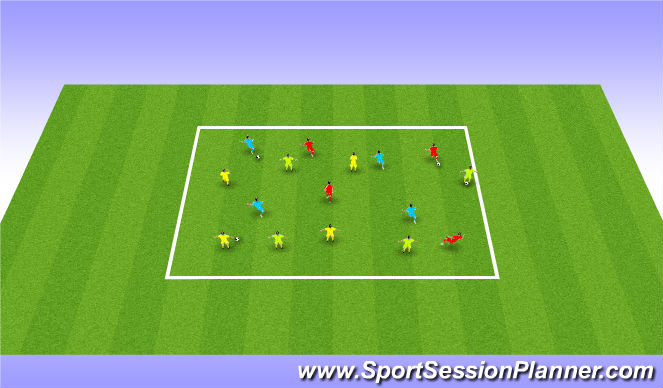 Football/Soccer Session Plan Drill (Colour): Warm up awairness of space and other players