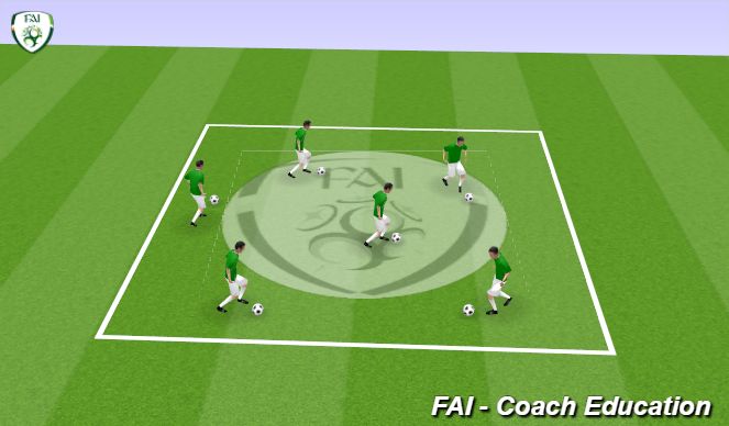 Football/Soccer Session Plan Drill (Colour): Ball Mastery (5 mins)