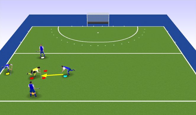 Hockey Session Plan Drill (Colour): First Touch and Lead