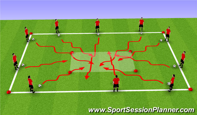 Football/Soccer Session Plan Drill (Colour): Cross over Dribbling