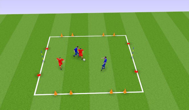 Football/Soccer Session Plan Drill (Colour): 2 vs 2