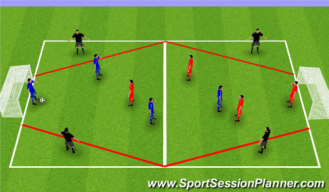 Football/Soccer Session Plan Drill (Colour): 4v4 + 4