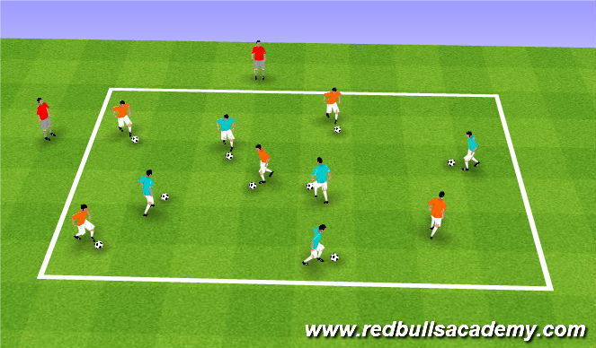 Football/Soccer Session Plan Drill (Colour): Free Movement --> Knock Out