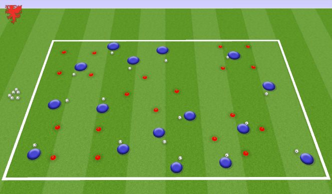 Football/Soccer Session Plan Drill (Colour): Technical Practice- Stepover (10 mins)