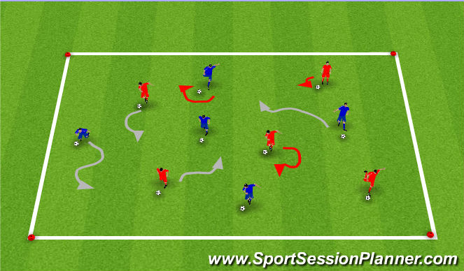 Football/Soccer Session Plan Drill (Colour): Technical Dribbling Warmup