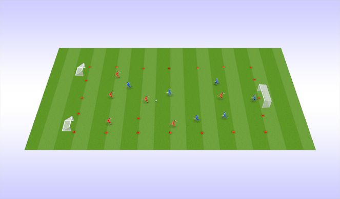 Football/Soccer Session Plan Drill (Colour): 3 goal/transitioning practice