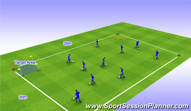 Football/Soccer Session Plan Drill (Colour): Close Control