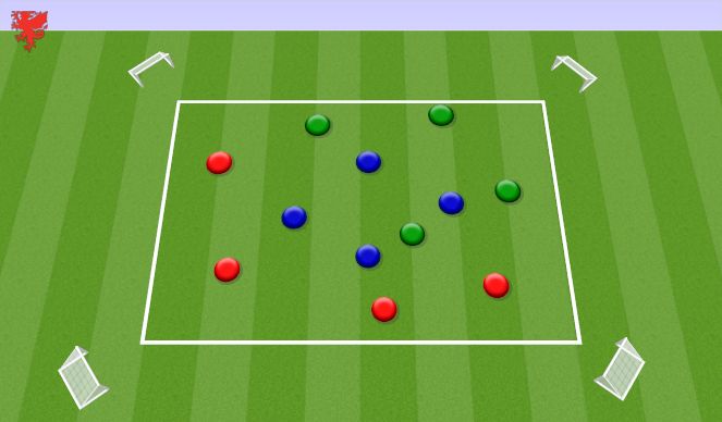 Football/Soccer Session Plan Drill (Colour): 2v1 Teams Game 