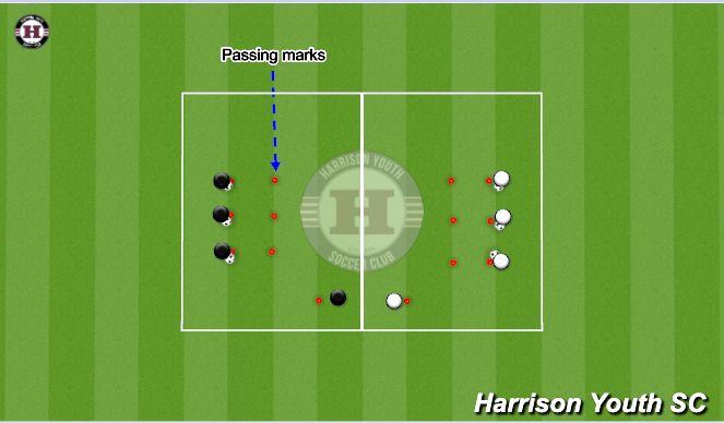 Football/Soccer Session Plan Drill (Colour): Passing repetition conditon game 1