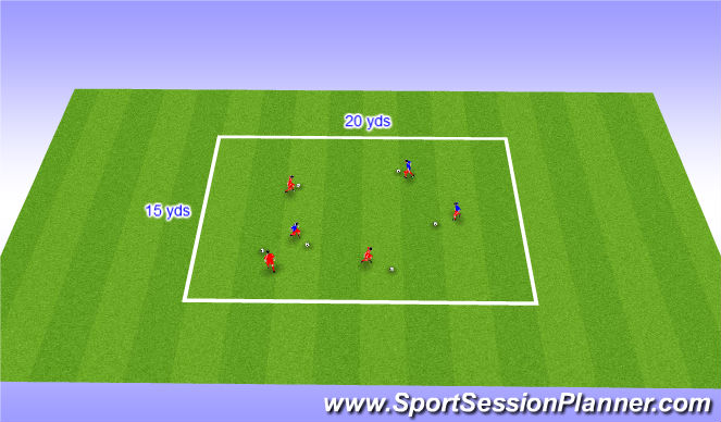 Football/Soccer Session Plan Drill (Colour): Warm up - Individual Dribbling