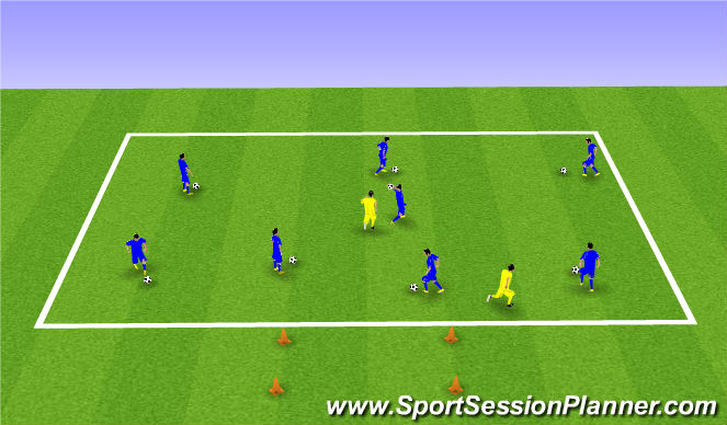 Football/Soccer Session Plan Drill (Colour): Warm Up - Stuck in the mud