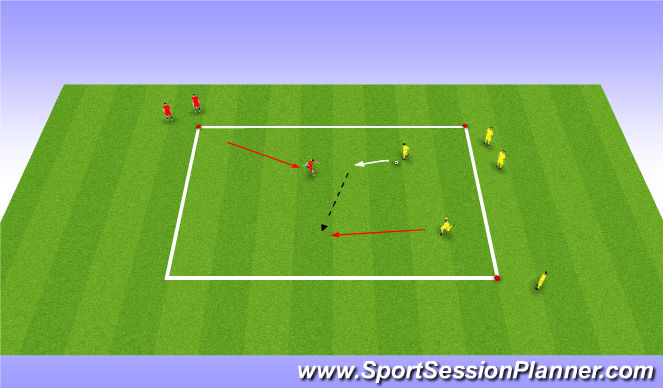 Football/Soccer Session Plan Drill (Colour): Small Sided activity - 2v1 to end lines