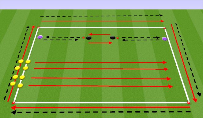 Football/Soccer Session Plan Drill (Colour): Alternate Body Stretching and Foot Work 