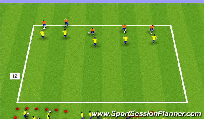 Football/Soccer Session Plan Drill (Colour): Warm Up/1v1 Defending