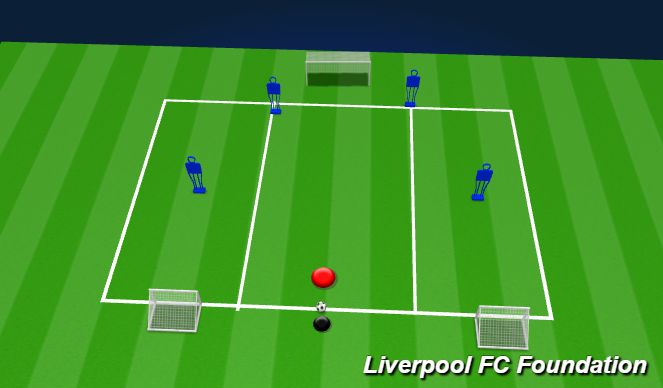 Football/Soccer Session Plan Drill (Colour): 121 3 goal pass move dribble 