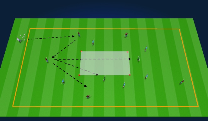 Football/Soccer Session Plan Drill (Colour): 5v5 + 2 -- Pierce the Square