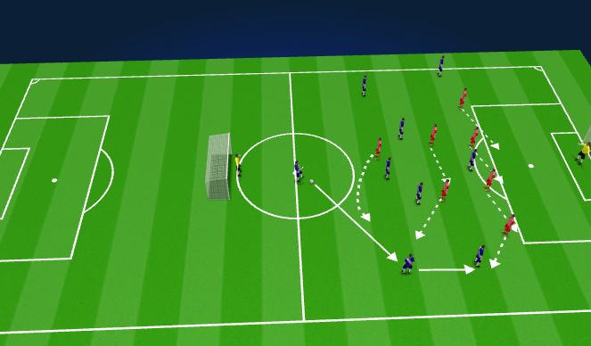 Football/Soccer Session Plan Drill (Colour): 9v7 +2GK Conditioned Game