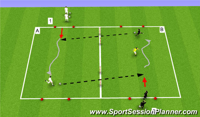 Football/Soccer Session Plan Drill (Colour): Cross Off A Dribble