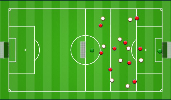 Football/Soccer Session Plan Drill (Colour): Half pitch 9v9