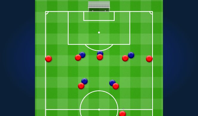 Football/Soccer Session Plan Drill (Colour): 8v5 in the 3rd phase of attack. ﻿8v5 w ostatniej fazie ataku.