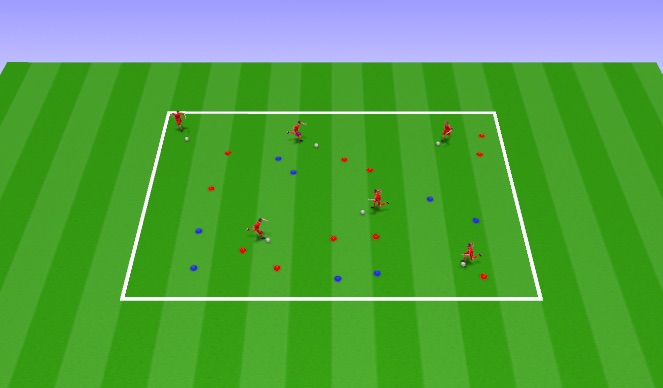 Football/Soccer Session Plan Drill (Colour): Dribbling Grid 