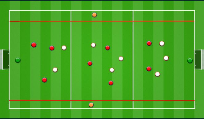 Football/Soccer Session Plan Drill (Colour): Build up with width through 3 zones