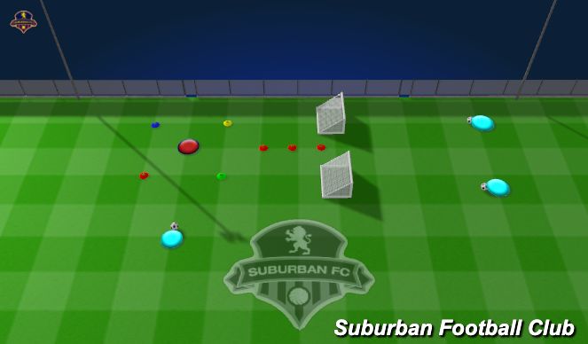 Football/Soccer Session Plan Drill (Colour): Activity - Box and Weave Footwork + Handling w/Short 1v1