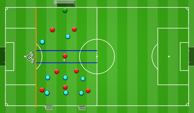 Football/Soccer Session Plan Drill (Colour): 10v8 ZONED TRANSITION GAME