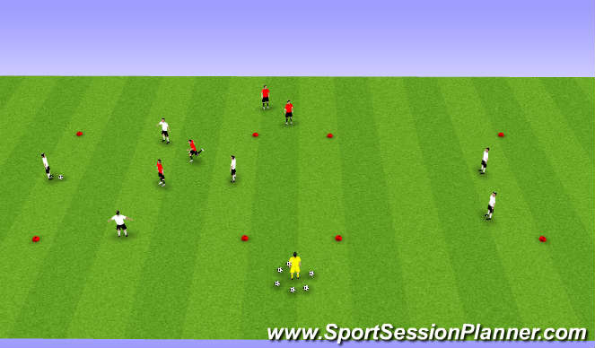 Football/Soccer Session Plan Drill (Colour): 4v2 (Plus 2)