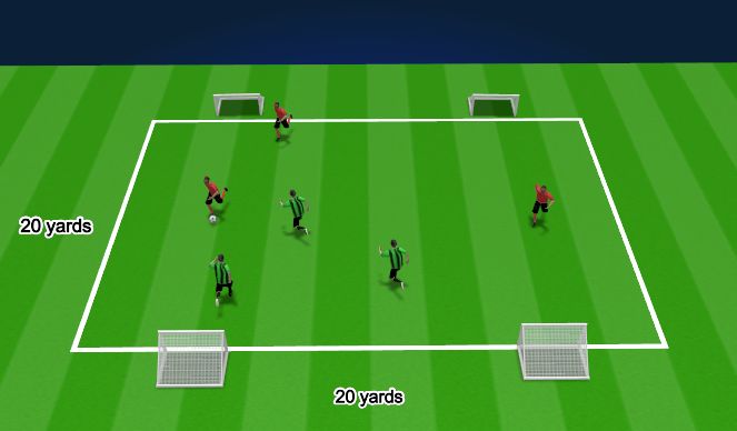 Football/Soccer Session Plan Drill (Colour): 4 goal 3v3 DEF SSG