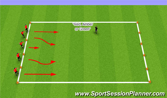 Football/Soccer Session Plan Drill (Colour): Traffic Lights across pitch