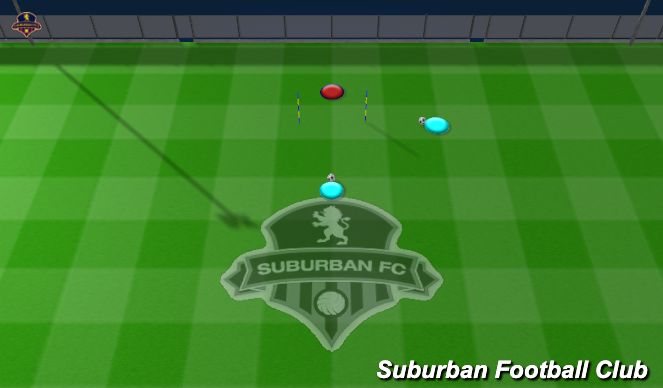 Football/Soccer Session Plan Drill (Colour): 1v1 Activity -  Block/Spread w/ Angled Service