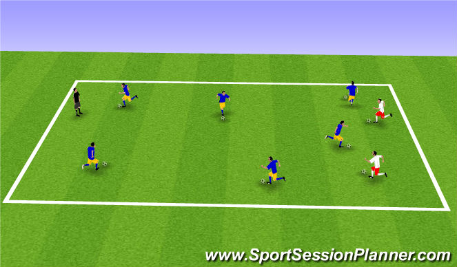 Football/Soccer Session Plan Drill (Colour): Dribble warm up