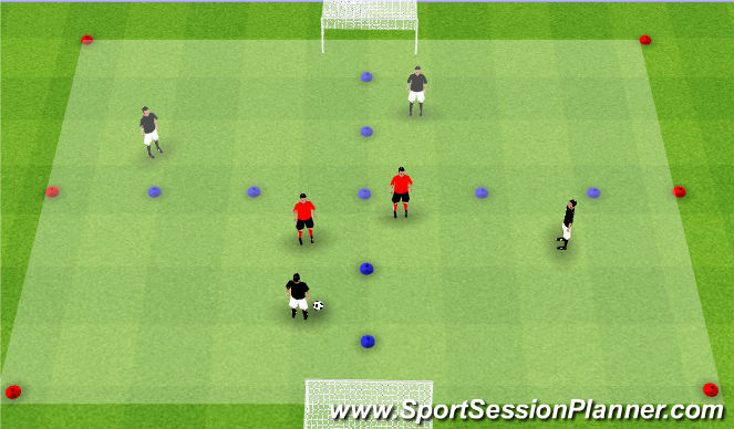 Football/Soccer Session Plan Drill (Colour): 4v2 Shape Game to Goal